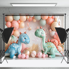 Lofaris Pink Wall Balloon Dinosaurs Boho Cake Smash Backdrop