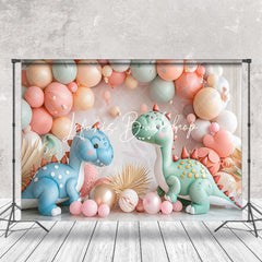 Lofaris Pink Wall Balloon Dinosaurs Boho Cake Smash Backdrop