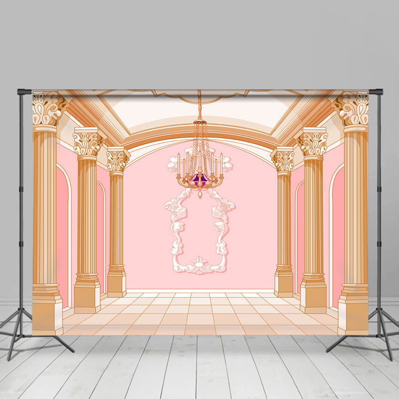 Lofaris Pink Wall Cartoon Palace Romantic Wedding Backdrop