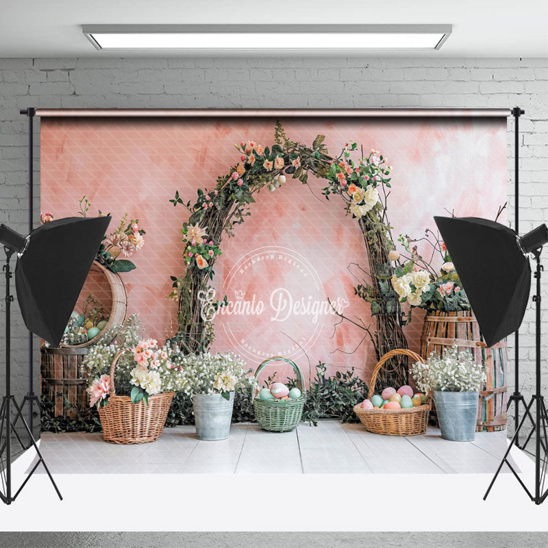 Lofaris Pink Wall Flower Arch Easter Egg Photography Backdrop