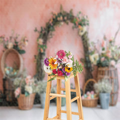 Lofaris Pink Wall Flower Arch Easter Egg Photography Backdrop