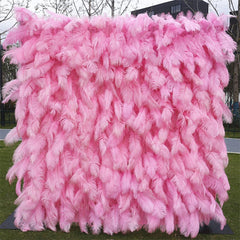 Lofaris Pink Wedding Decor Artificial Feathers Flower Wall