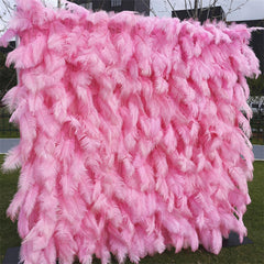 Lofaris Pink Wedding Decor Artificial Feathers Flower Wall