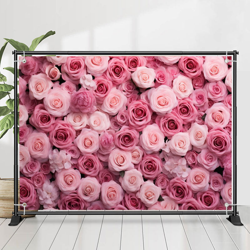 Lofaris Pink White Bloom Rose Backdrop For Valentines Day