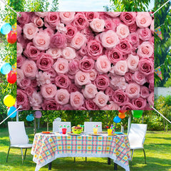 Lofaris Pink White Bloom Rose Backdrop For Valentines Day