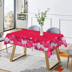 Lofaris Pink White Hearts Red Stripe Valentines Tablecloth