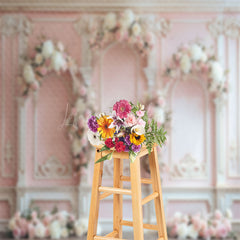 Lofaris Pink White Luxury Wall Floral Wedding Photo Backdrop