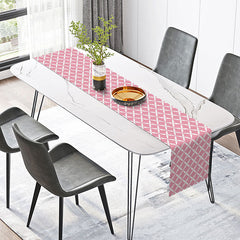 Lofaris Pink White Pattern Repeat Farbic Dining Table Runner