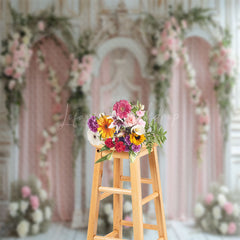 Lofaris Pink White Romantic Floral Wedding Photo Backdrop