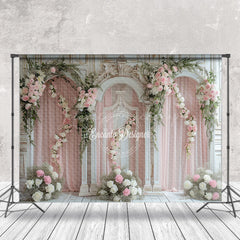 Lofaris Pink White Romantic Floral Wedding Photo Backdrop