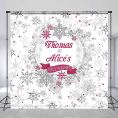 Lofaris Pink White Snowflake Custom Baby Shower Backdrop