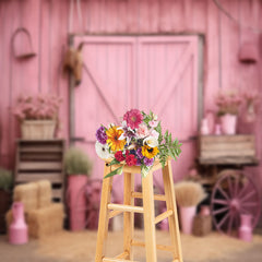 Lofaris Pink Wooden Wall Horse Cowgirl Birthday Backdrop