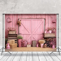 Lofaris Pink Wooden Wall Horse Cowgirl Birthday Backdrop