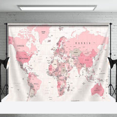 Lofaris Pink World Map Plaid Geographical Party Backdrop