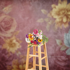 Lofaris Pink Yellow Floral Dusty Blue Abstract Photo Backdrop