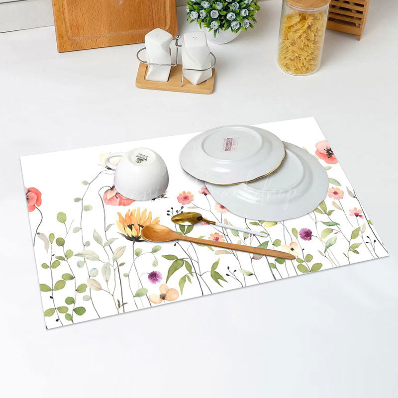 Lofaris Pink Yellow Flowers Leaves Spring Set Of 4 Placemats