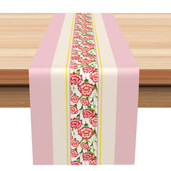 Lofaris Pink Yellow Red Rose Valentines Day Table Runner