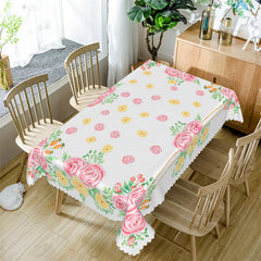 Lofaris Pink Yellow Rose Decorative Rectangle Tablecloth