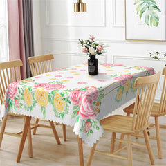 Lofaris Pink Yellow Rose Decorative Rectangle Tablecloth