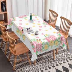 Lofaris Pink Yellow Rose Decorative Rectangle Tablecloth