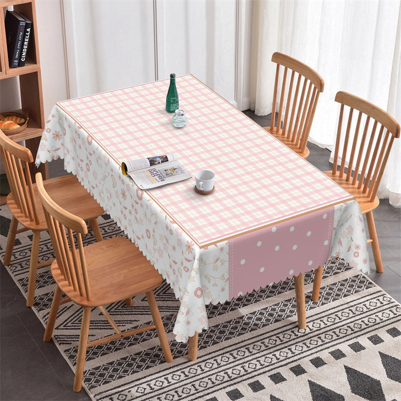 Lofaris Pinky Checkerboard Lovely Sweet Rectangle Tablecloth