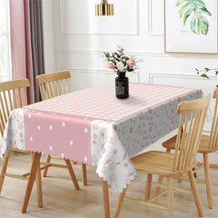 Lofaris Pinky Checkerboard Lovely Sweet Rectangle Tablecloth