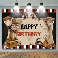 Lofaris Pirate Captain Skull Treasure Map Birthday Backdrop