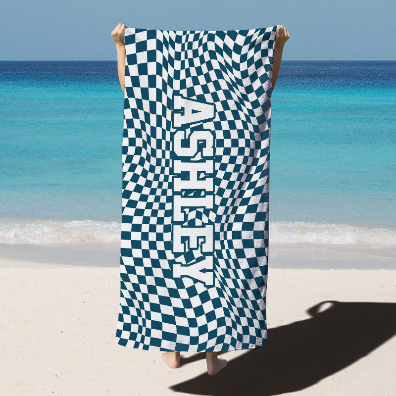 Lofaris Plaid Custom Name Summer Beach Towel for Gifts