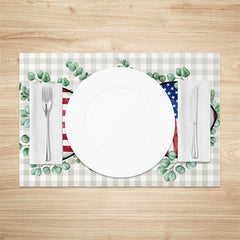 Lofaris Plaid Flag Leaf Independence Day Set Of 4 Placemats