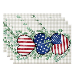 Lofaris Plaid Flag Leaf Independence Day Set Of 4 Placemats