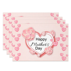 Lofaris Plaid Floral Heart Mothers Day Set Of 4 Placemats