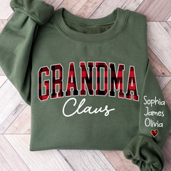 Lofaris Merry Christmas Grandma Caro Claus Sweatshirt with Grandkids