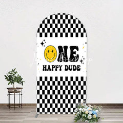 Lofaris Plaid Happy Dude One Arch Backdrop For 1st Birthday