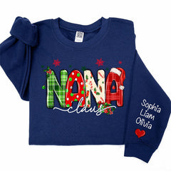 Lofaris Plaid Nana And Kids Claus Custom Christmas Sweatshirt