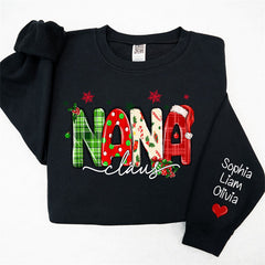 Lofaris Plaid Nana And Kids Claus Custom Christmas Sweatshirt