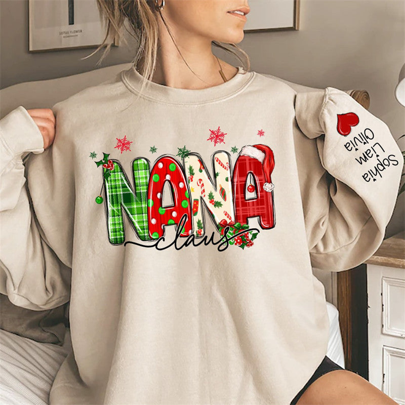 Lofaris Plaid Nana And Kids Claus Custom Christmas Sweatshirt