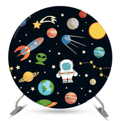 Lofaris Planet Astronaut Space Theme Circle Backdrop Cover