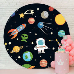 Lofaris Planet Astronaut Space Theme Circle Backdrop Cover