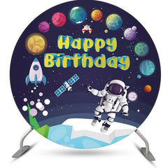 Lofaris Planet Satellite Rocket Astronaut Boy Round Backdrop