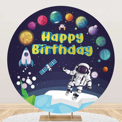 Lofaris Planet Satellite Rocket Astronaut Boy Round Backdrop