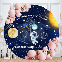 Lofaris Planets Cute Astronaut Round 1St Birthday Backdrop