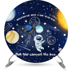 Lofaris Planets Cute Astronaut Round 1St Birthday Backdrop