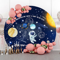 Lofaris Planets Cute Astronaut Round 1St Birthday Backdrop