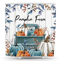 Lofaris Plant Leaves Pumpkin Farm Wooden Fall Shower Curtain