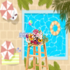 Lofaris Plant Leaves Swimming Pool Summer Photo Backdrop