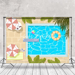 Lofaris Plant Leaves Swimming Pool Summer Photo Backdrop