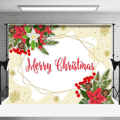 Lofaris Poinsettia Gold Ice Crystals Merry Christmas Backdrop