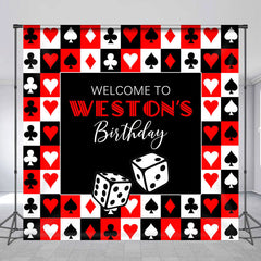 Lofaris Poker Dice Black Red White Custom Birthday Backdrop