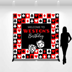 Lofaris Poker Dice Black Red White Custom Birthday Backdrop