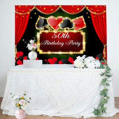 Lofaris Poker Game Red Curtain 50th Birthday Party Backdrop